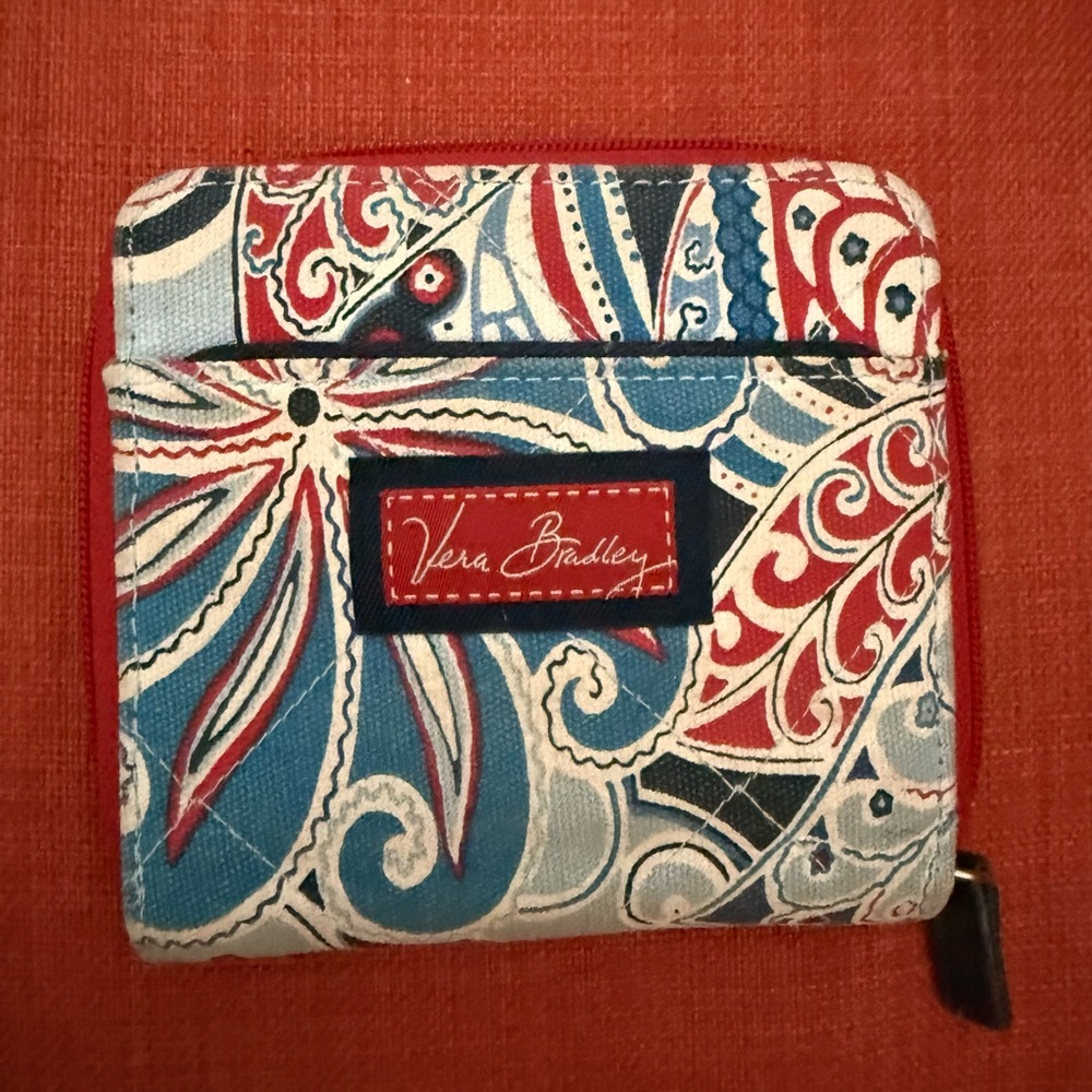 Vera Bradley Paisley Floral Zip Wallet Sea Side Nautical Collection
